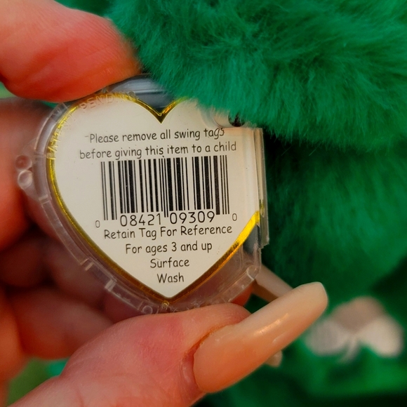 TY BEANIE BABY Erin *ULTRA RARE *Vtg Collectible  Green  BEAR 1996 14" NWT - Picture 5 of 10